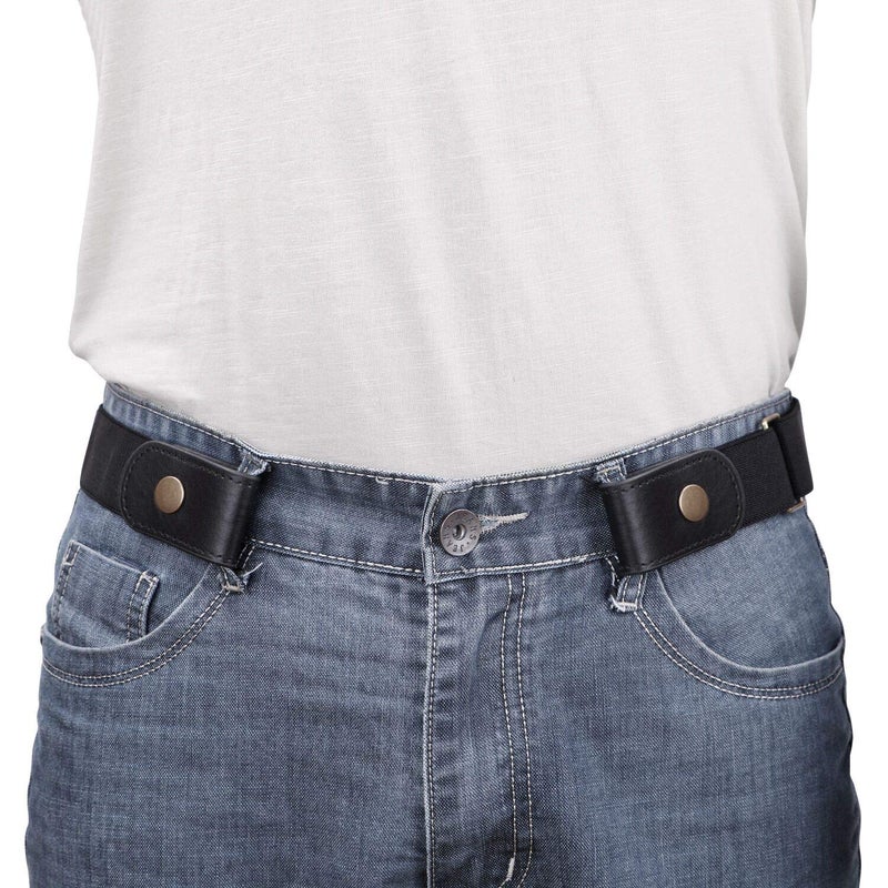 WERFORU No Buckle Show Belt for Men Buckle Free Stretch Belt for Jeans Pants 1.38 Inches Wide Father's Day Gift, Black, Pants Size 44-64 Inches - Image 1